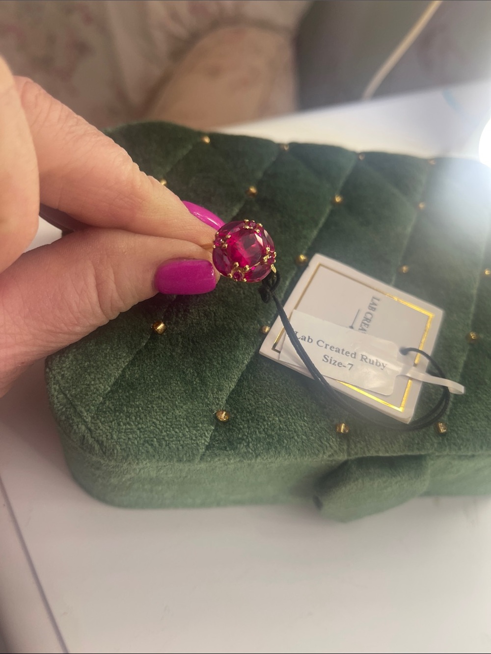 Ruby Stone Ring with Gold Prong Setting - Picture 3 of 5